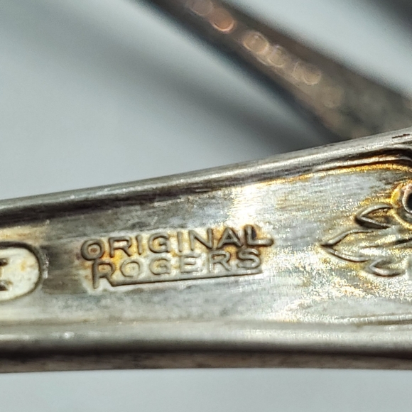 Vtg 1847 Rogers Bros Silverplate Large Serving Spoon Fork Floral Pattern - Picture 9 of 13